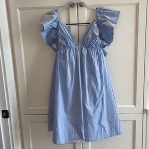 Day + Moon light blue flutter sleeve dress
